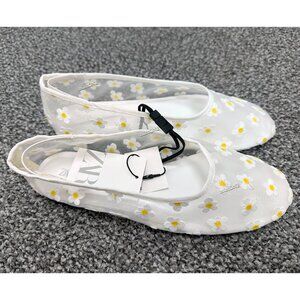 NEW ZARA floral mesh white ballet flat 3545